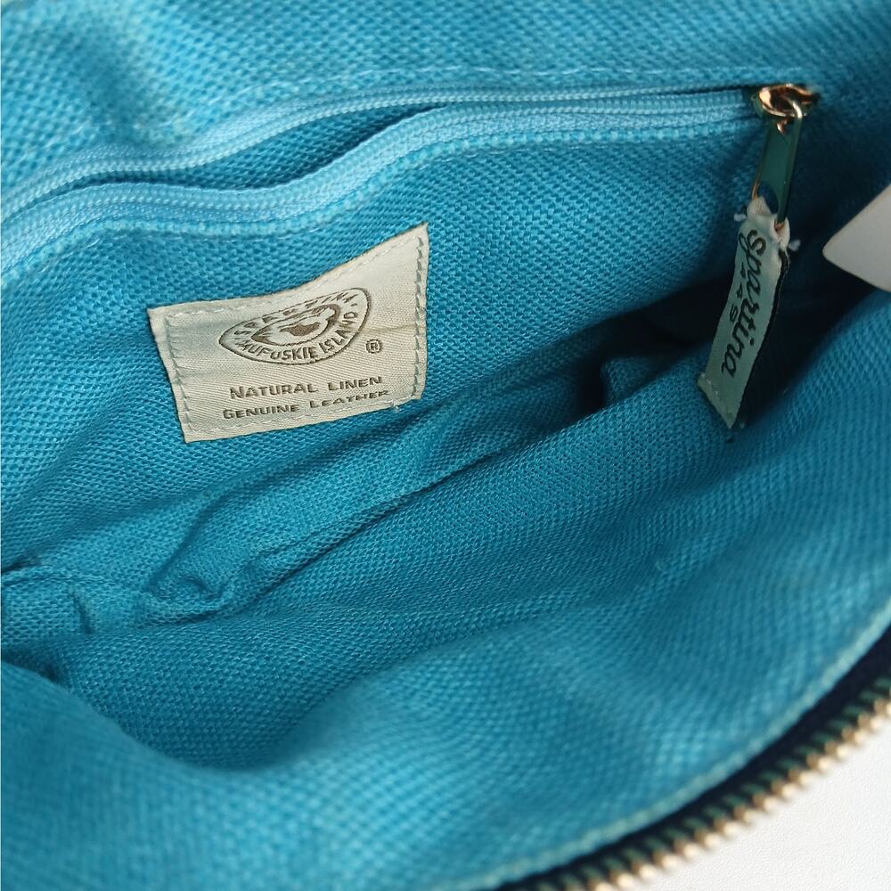 Spartina 449 Daufuskie Island Natural Linen & Genuine Leather Floral Wristlet - Picture 7 of 7